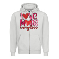 Dove Grey love more worry less Zipper Hoodie - MaliasSmallBusiness