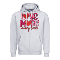 Heather Grey love more worry less Zipper Hoodie - MaliasSmallBusiness