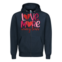 Navy love more worry less Zipper Hoodie - MaliasSmallBusiness