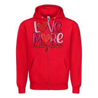 Red love more worry less Zipper Hoodie - MaliasSmallBusiness