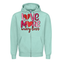 Seafoam love more worry less Zipper Hoodie - MaliasSmallBusiness