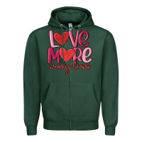Sports Green love more worry less Zipper Hoodie - MaliasSmallBusiness