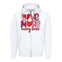 White love more worry less Zipper Hoodie - MaliasSmallBusiness
