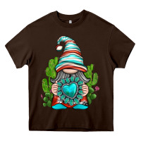 Chocolate Brown western gnome with turquoise gemstone Heavy Core Tee - texasbilliewilder
