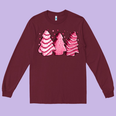 Pink Christmas Cakes Long Sleeve Tee Designed By Jasminsmagicworld
