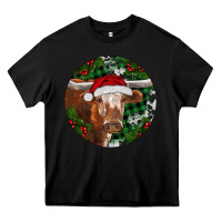 Black Longhorn Cow Christmas Heavy Core Tee - RanaPortraitStore