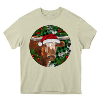 Mossy Longhorn Cow Christmas Heavy Core Tee - RanaPortraitStore