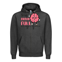 Charcoal Heather sorry brain full Zipper Hoodie - MaliasSmallBusiness