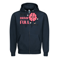 Navy sorry brain full Zipper Hoodie - MaliasSmallBusiness