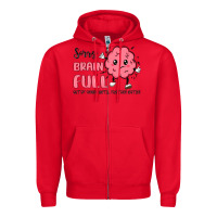 Red sorry brain full Zipper Hoodie - MaliasSmallBusiness