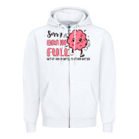 White sorry brain full Zipper Hoodie - MaliasSmallBusiness
