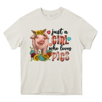 Cream western just girl who loves pigs Heavy Core Tee - texasbilliewilder