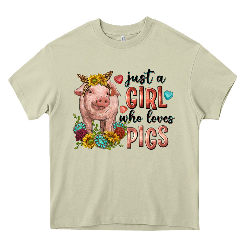 Western Just Girl Who Loves Pigs Heavy Core Tee by texasbilliewilder | Teevron