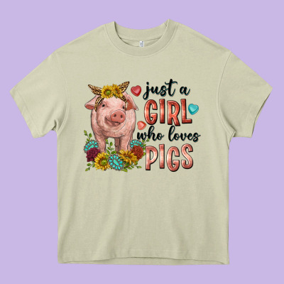 Western Just Girl Who Loves Pigs Heavy Core Tee Designed By Texasbilliewilder
