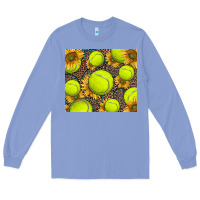 Colony Blue tennis ball with sunflower and racket Long Sleeve Tee - BarkalooDesign
