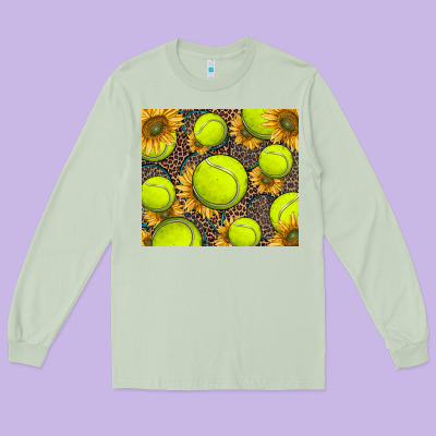 Tennis Ball With Sunflower And Racket Long Sleeve Tee Designed By Barkaloodesign