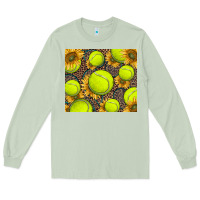 Matcha tennis ball with sunflower and racket Long Sleeve Tee - BarkalooDesign