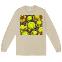 Mushroom tennis ball with sunflower and racket Long Sleeve Tee - BarkalooDesign