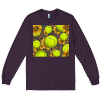 Plum tennis ball with sunflower and racket Long Sleeve Tee - BarkalooDesign