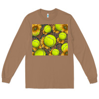 Toasted Coconut tennis ball with sunflower and racket Long Sleeve Tee - BarkalooDesign