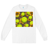White tennis ball with sunflower and racket Long Sleeve Tee - BarkalooDesign