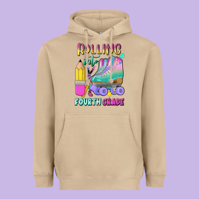 Rolling Into Fourth Grade Heavyweight Hoodie Designed By Bundleandbundleshop