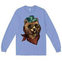 Colony Blue bear cowboy Long Sleeve Tee - NancyCooperArtShop