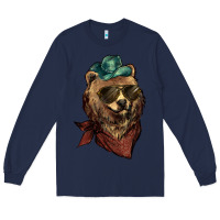 Navy bear cowboy Long Sleeve Tee - NancyCooperArtShop