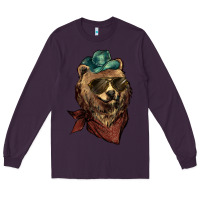 Plum bear cowboy Long Sleeve Tee - NancyCooperArtShop