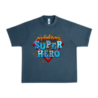 Midnight Navy my dad is my super hero Urban Heavy Tee - AdoDesignShop