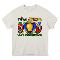 Cream im an autism dad whats your superpower Heavy Core Tee - Zillion Design Studio