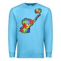 Ocean Blue autism awareness elephant Premium Sweatshirt - LillyAllenDesigns
