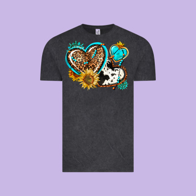 Western Leopard Pride  Hearts Vintage Tee Designed By Adodesignshop