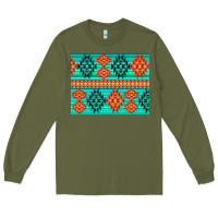 Army Green aztec pattern background 3200x2400 Long Sleeve Tee - AdoDesignShop