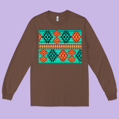 Aztec Pattern Background 3200x2400 Long Sleeve Tee Designed By Adodesignshop