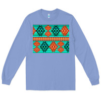 Colony Blue aztec pattern background 3200x2400 Long Sleeve Tee - AdoDesignShop
