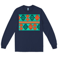 Navy aztec pattern background 3200x2400 Long Sleeve Tee - AdoDesignShop