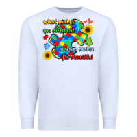 White what makes you different is what makes  you beauti Premium Sweatshirt - LillyAllenDesigns