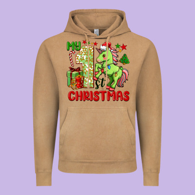 My First Christmas Unicorn Vintage Hoodie Designed By Fadigitalartstudio
