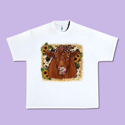 Red Angus Cowhide Sunflower Urban Heavy Tee Designed By Jahusdesignshop