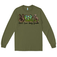 Army Green Peace Love Baby Gorilla Long Sleeve Tee - LillyAllenDesigns