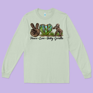 Peace Love Baby Gorilla Long Sleeve Tee Designed By Lillyallendesigns