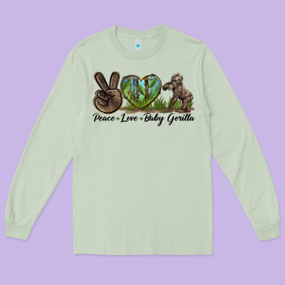 Peace Love Baby Gorilla Long Sleeve Tee Designed By Lillyallendesigns