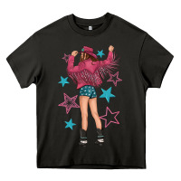 Asphalt western pink with stars and cowgirl Heavy Core Tee - texasbilliewilder
