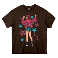 Western Pink With Stars And Cowgirl Heavy Core Tee | Teevron