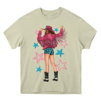 Mossy western pink with stars and cowgirl Heavy Core Tee - texasbilliewilder