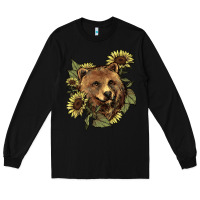 Black bear head sunflowers Long Sleeve Tee - NancyCooperArtShop