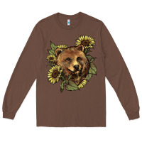 Chestnut bear head sunflowers Long Sleeve Tee - NancyCooperArtShop