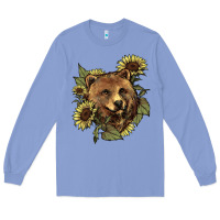Colony Blue bear head sunflowers Long Sleeve Tee - NancyCooperArtShop