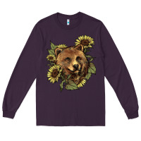 Plum bear head sunflowers Long Sleeve Tee - NancyCooperArtShop
